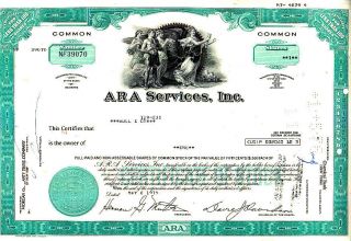 Ara Services,  Inc.  1975 Stock Certificate photo