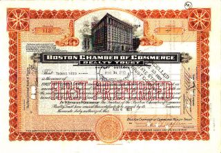 Boston Chamber Commerce Realty Trust Stock Certificate photo