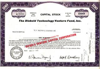 Diebold Technology Venture Fund 1970 Stock Certificate photo