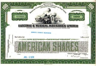 Electrical & Musical Industries Ltd.  Stock Certificate photo