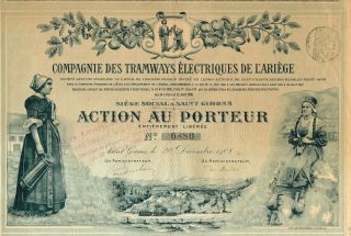France Electric Tramways Of Ariege Stock Certificate 1908 photo