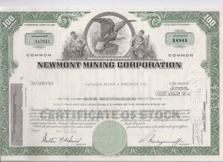 Newmont Mining Corporation. . . . . . . . .  1972 Stock Certificate photo