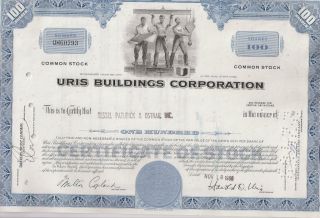 Uris Buildings Corporation. . . . . . .  1967 Stock Certificate photo