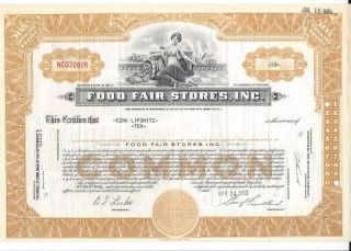 Food Fair Stores Inc. . . .  1956 Stock Certificate photo