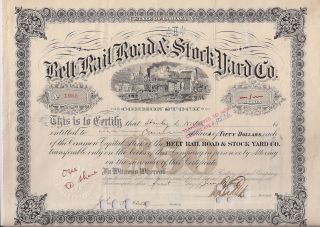 Belt Rail Road & Stock Yard Co (indiana). . . . . .  1914 Stock Certificate photo