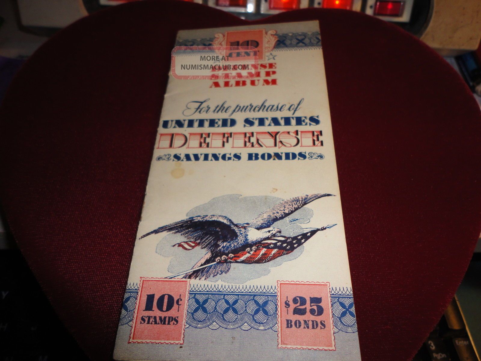 Vtg.  United States War Savings Bond 10 Cent Stamp Album With 5 Ten Cent War Stamp Stocks & Bonds, Scripophily photo