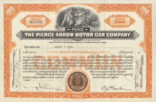 1934 Pierce - Arrow Motor Car Company Stock Certificate Buffalo Ny Rare Automobile photo