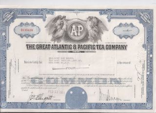 The Great Atlantic & Pacific Tea Company. . . .  1961 Stock Certificate photo