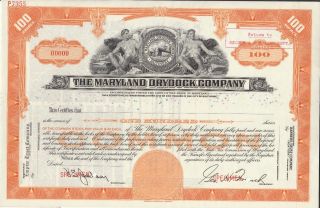 1922 Maryland Drydock Company Specimen Stock Certificate Baltimore Scarce photo