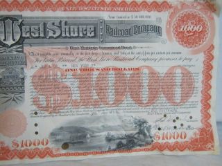 West Shore Railroad Company Stock Certificate Bond 1951 $1000 photo