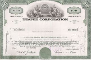 Draper Corporation. . . . . .  1966 Stock Certificate photo