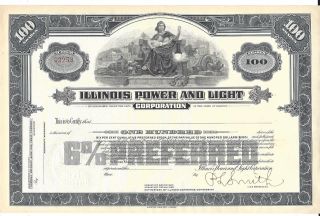 Illinois Power And Light Corporation. . . .  Unissued Stock Certificate photo