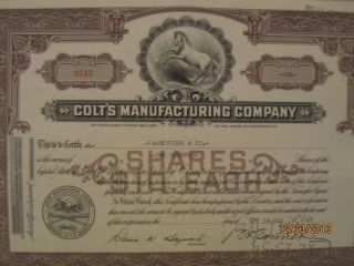 Colt ' S Manufacturing Company 1953 Stock Cert. photo