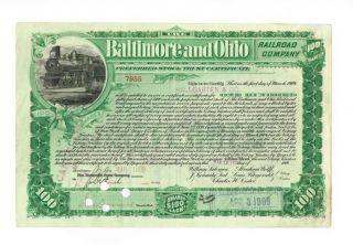 Antique 1900 Baltimore & Ohio Railroad Co Preferred Stock Certificate 100 Shares photo