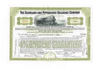 Vintage 1957 Cleveland And Pittsburgh Railroad Co.  Stock Certificate 34 Shares photo