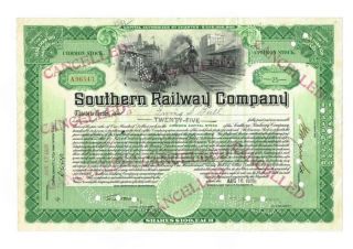 Vintage 1928 Southern Railway Company Common Stock Certificate 25 Shares photo
