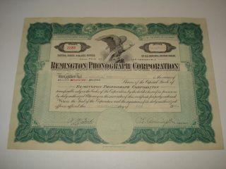 1921 Remington Phonograph Stock Certificate photo