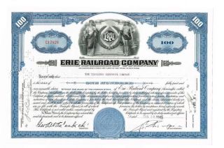 Vintage 1945 Erie Railroad Company Common Stock Certificate 100 Shares photo