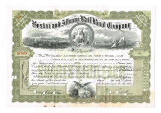Vintage 1939 Boston And Albany Railroad Company Stock Certificate Five Shares photo