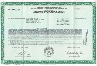 Jamesway Corporation Ny 1995 Stock Warrant Certificate photo