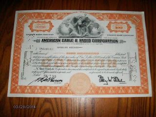 1955 Dated American Cable & Radio Corporation 100 Shares Common Stock photo