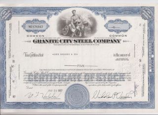 Granite City Steel Company. . . .  1964 Stock Certificate photo