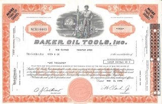 Baker Oil Tools Inc. . . . . . . .  1976 Stock Certificate photo