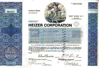 Broker Owned Stock Certificate: Wood Gundy Ltd,  Payee; Heizer Corp,  Issuer photo