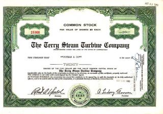 Broker Owned Stock Certificate: Putnam & Co,  Payee; Terry Steam Turbine,  Issuer photo
