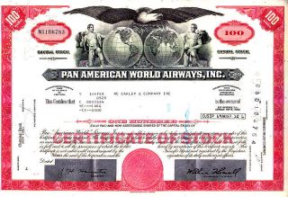 Broker Owned Stock Certificate: Mccarley & Co,  Payee; Pan Am World Air,  Issuer photo