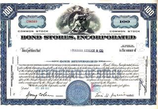 Broker Owned Stock Certificate: Harris Upham & Co,  Payee; Bond Stores,  Issuer photo
