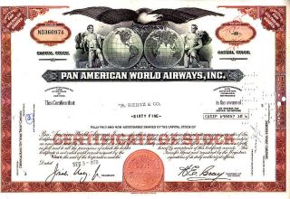 Broker Owned Stock Certificate: H Hentz & Co,  Payee; Pan Am World Air,  Issuer photo