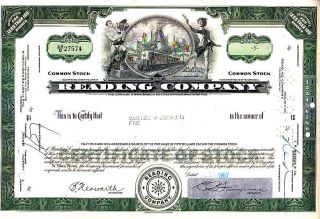 Broker Owned Stock Certificate: Carlisle & Jacqulin,  Payee; Reading Co,  Issuer photo