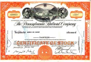 Broker Owned Stock Certificate: Burnam And Co,  Payee; Pennsylvania Rr,  Issuer photo