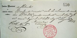 Mexico Mexican 1849 Credito Publico Comision Provisional Calderon Loan Bond photo