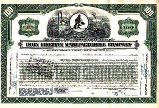 Iron Fireman Manuf Co Ca 1956 Stock Certificate photo