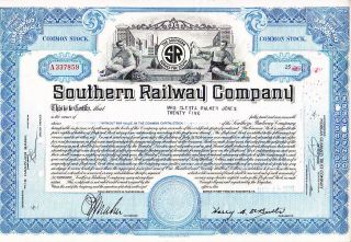 Southern Railway Company Va 1960 Common Stock Certificate photo