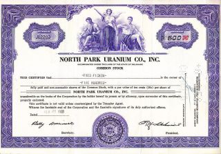 North Park Uranium Co. ,  1955 Stock Certificate photo