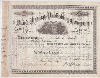 Dando Printing And Publishing Company. . . . .  1906 Stock Certificate photo