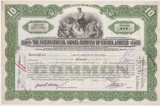 The International Nickel Company Of Canada Limited. . .  1936 Stock Certificate photo