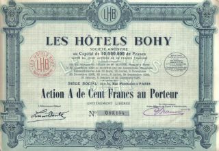France Bond 1928 Hotel Hotels Bohy Co 100 Fr Uncancelled Deco Coupons photo
