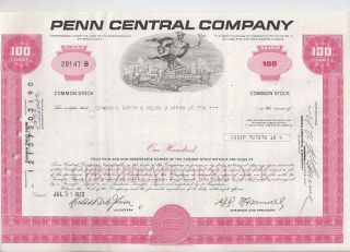 Penn Central Company. . . . . . . .  1972 Stock Certificate photo