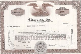 Cinerama Inc. . . . . . . . .  1969 Stock Certificate photo