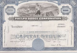 Phelps Dodge Corporation. . . . . .  1961 Stock Certificate photo