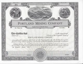 Portland Mining Company. . . . . .  Unissued Stock Certificate photo