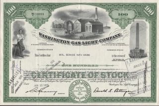Usa Washington Gas Light Co Stock Certificate photo