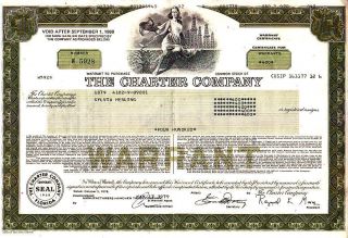 Charter Company Fl 1979 Stock Warrant Certificate photo