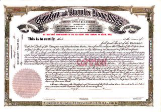 Crompton And Knowles Loom Ri 18 - - Stock Certificate photo