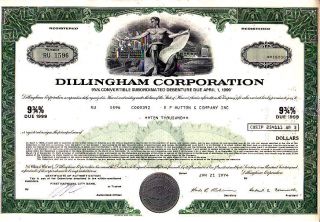 Dillingham Corporation Hi 1974 Stock Bond Certificate photo