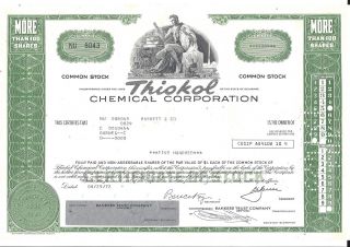 Thiokol Chemical Corporation. . . . . .  1972 Stock Certificate photo